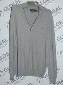 Polo By Ralph Lauren Cotton Size XL Grey Half Zip Jumper RRP £135 (RET00255090) (Viewing Or