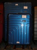 Assorted John Lewis and Partners Miami Blue Large and Small Hard Shell 360 Wheel Trolley Luggage