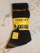 Brand New Packs Of 3 Stanley Sizes 6-11 Work Socks RRP £7 Per Pack