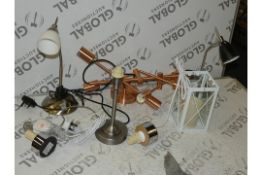 Lot to Contain 7 Assorted Designer Lighting Items To Include A Contact Touch Control Lamp,