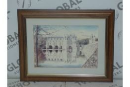 Old Scenage River View - Artist, Bourgeau. Unknown Year. Wooden Framed Print. Estimated Value At