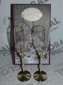 Lot to Contain 2 Brand New Sets of His and Hers Celebratory Champagne Flutes Combined RRP £50