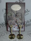 Lot to Contain 2 Brand New Sets of His and Hers Celebratory Champagne Flutes Combined RRP £50