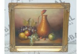 Fruit Selection - Artist, Pariay. Wooden Framed Painting Print, No Glass. Valued At Between £25-
