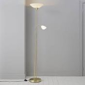 Lot To Contain 3 Boxed Lights Range Caprio Brushed Brass Effect 2 Light Floor Standing Lamps (