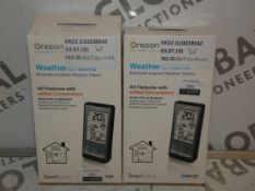 Lot to Contain 2 Oregon Scientific Weather at Home Bluetooth Enabled Weather Stations Combined