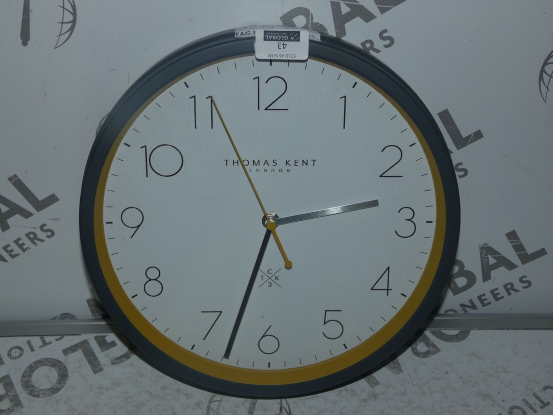 Thomas Kent Of London Clocksmith Grey And Yellow Painted Wall Clocks RRP £50 Each (RET00098575) (