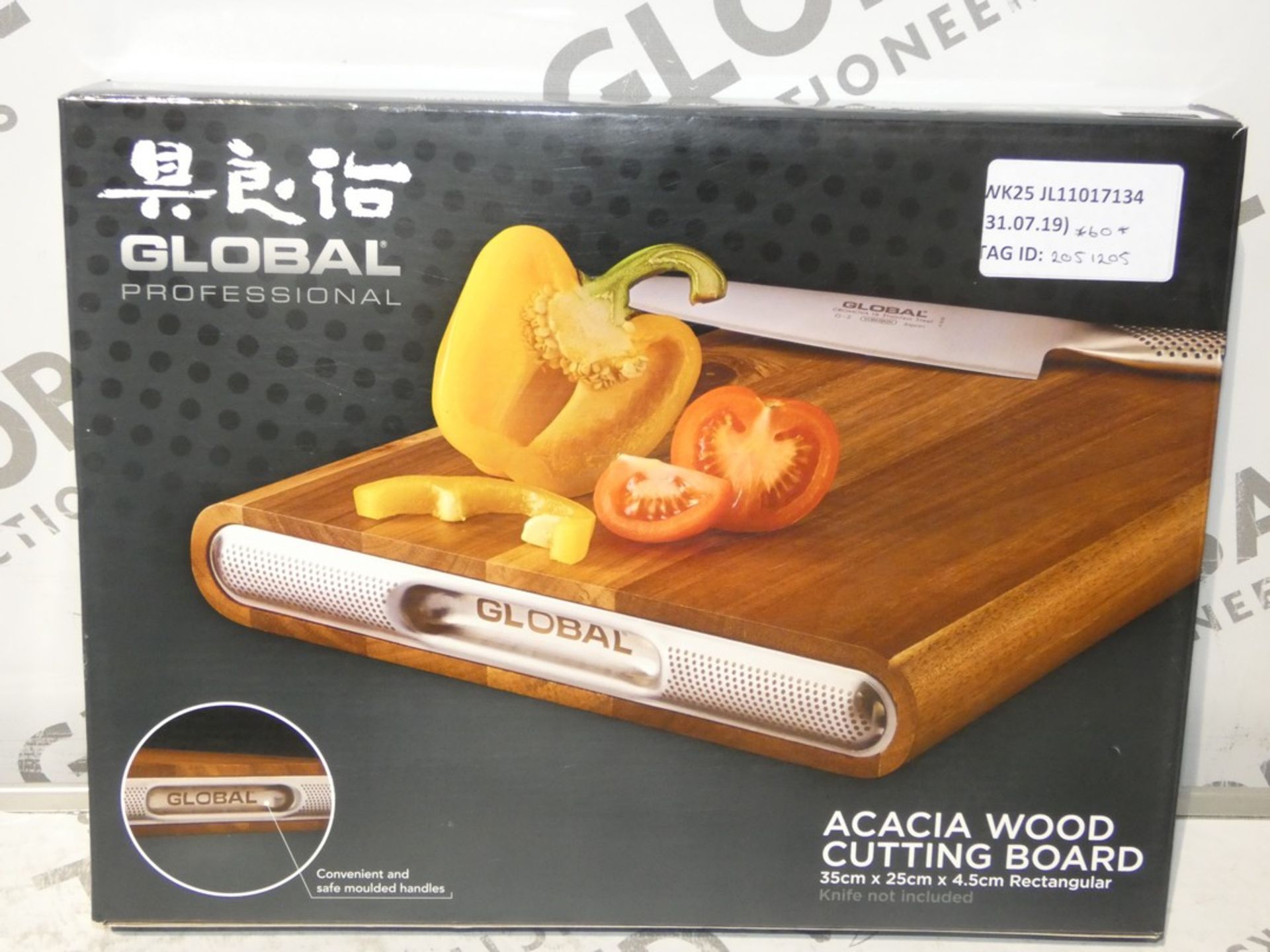 Boxed Global Professional Acacia Wooden Cutting Board RRP £60 (2051205)(Viewing Or Appraisals Highly