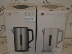 Boxed Assorted John Lewis and Partners 1.7L brushed Stainless Steel and White Cordless Jug Kettles