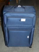 Qube Navy Blue Decimal Soft Shell Medium Sized Suitcase RRP £80 (ret00269511)(Viewings And
