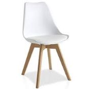 Cream Plastic And Leather Large Oak Leg Milo Designer Dining Chairs RRP£120.0 (Viewings Or