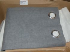 Boxed Pair Of Croft Collection Grey Eyelet Headed Curtains RRP £140 (2013431)(Viewings And