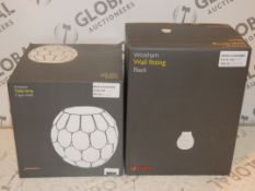 Boxed John Lewis and Partners Wickham Wall Light Fittings and Ampara and Capiz Shell Table Lamp