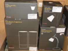 Boxed Assorted John Lewis and Partners Lighting Items To Include Cara Touch Control Lamps Luca 1