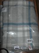 Bagged Pair Of John Lewis And Partners Dark Checked Duck Egg 167 x 182cm Eyelet Teddy Curtains