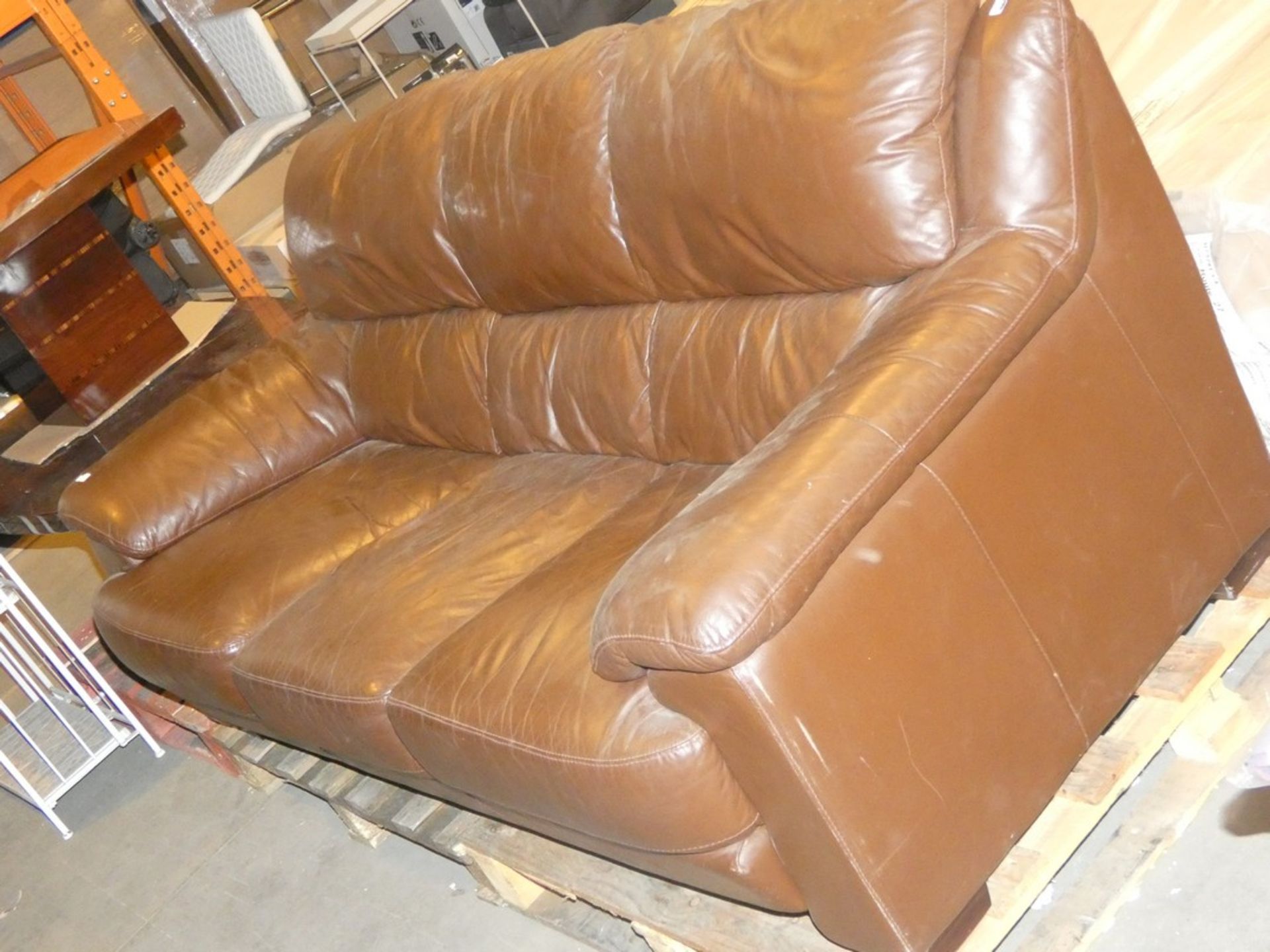 Chocolate Brown Soft Italian Leather Grande 3 Seater Living Room Sofa RRP £700 (Viewings And