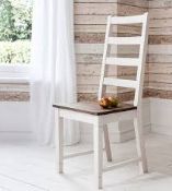 Boxed Pair Of Noah And Nani White and Dark Wood Canterbury Dining Chairs RRP £150 (pallet12859)(