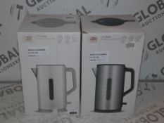 Boxed John Lewis and Partners Rapid Boil 1.7L Brushed Stainless Steel and Gloss White Cordless Jug