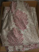 Boxed Pair Of Red And Gold Leaf Curl Pencil Pleat Luxury Blackout Curtains RRP £250 (1972613) (