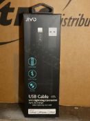 Lot to Contain 10 Jivo USB Lightening Connectors, Sync Chargers Made for iPad, iPod and iPhone