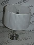 Lot To Contain 2 Stainless Steel Fabric Shade Designer Table Lamps (Viewing And Appraisals Highly