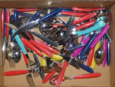 Lot To Contain A Large Multi Coloured Handle Cutlery Set (Handles Faded In Colour) Combined RRP £200