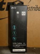 Lot to Contain 10 Jivo USB Lightening Connectors, Sync Chargers Made for iPad, iPod and iPhone