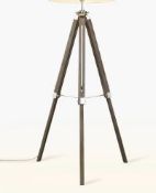 Boxed John Lewis and Partners Jaques Dark Wood Cotton Shade Floor Lamp RRP £350 When Complete (
