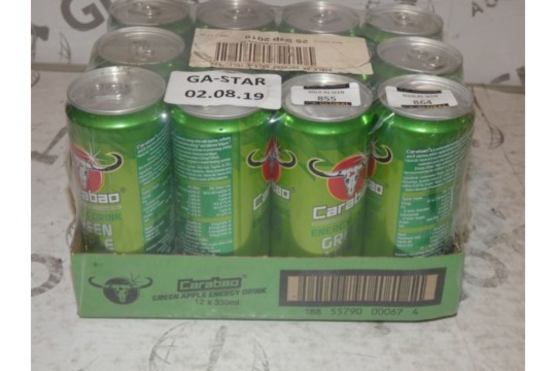 Lot To Contain 4 Crates Each Containing 12 Carabao Energy Drink Green Apple Cans Combined RRP £50 (