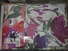 Bagged Pair Of Bloom Floral Pink Pencil Pleat Headed Designer Curtains RRP £50 (RET00349003) (