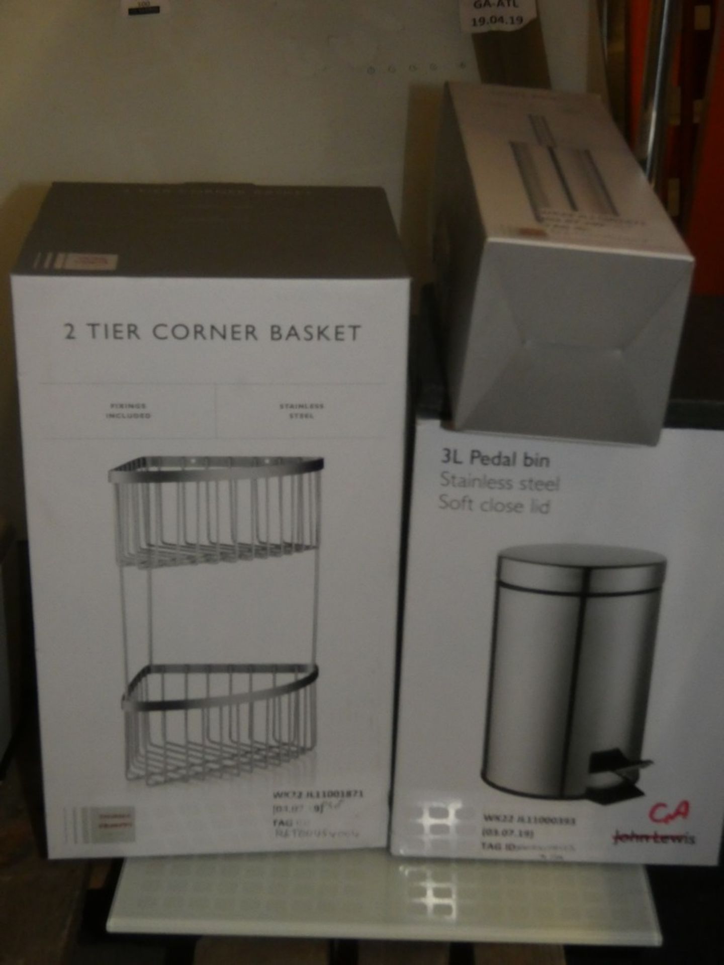 Lot To Contain 3 Assorted Items Including A Stainless Steel Toilet Brush A 2 Tier Corner Shower