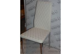 Milan White Leather Dining Chairs RRP £65 (PALLET12859)(Viewing And Appraisals Highly Recommended)