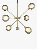 Huxley Ceiling Pendant Brushed Brass Finish Smoked Glass Shade RRP £210 (In Need Of Attention)(