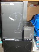 Lot to Contain 4 Assorted Items To Include a Design Project 164 LED Task Lamp a Penelope Table