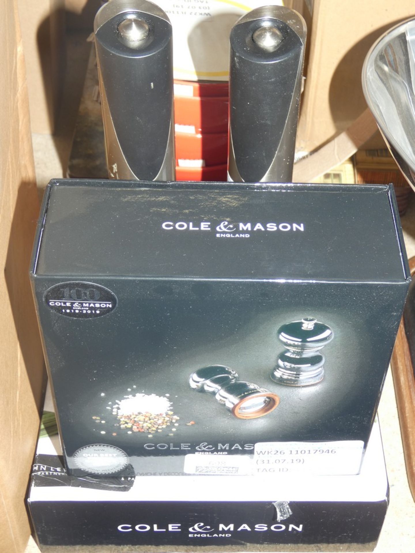 Lot To Contain 3 Assorted Items Including A Cole And Mason Electronic Salt And Pepper Mill Set A