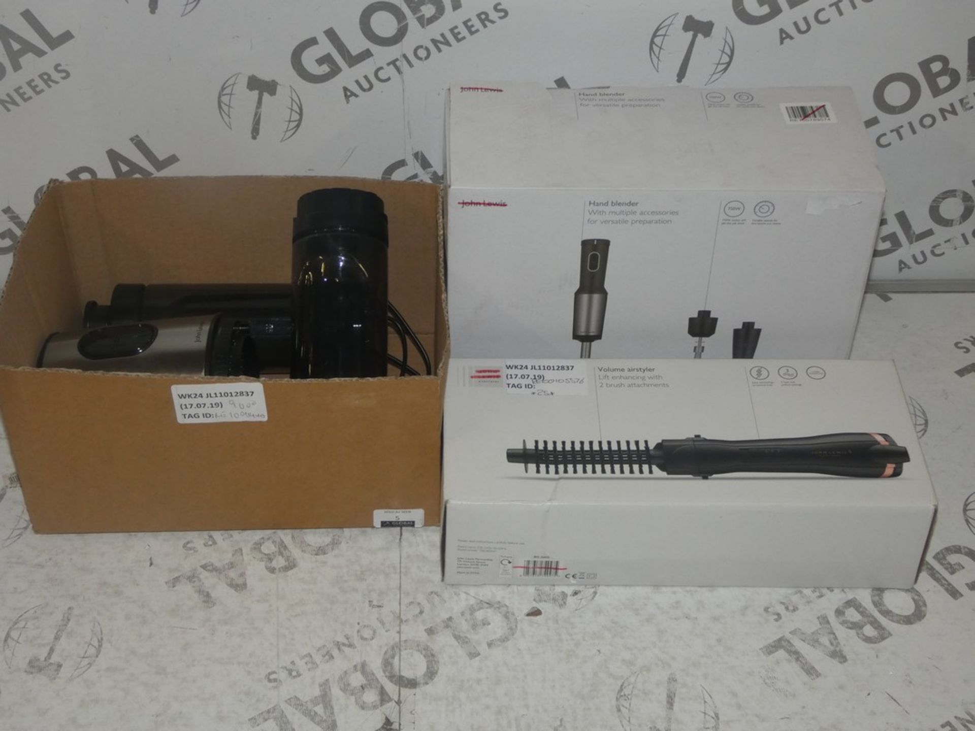 Lot To Contain 3 Assorted John Lewis Items To Include A Volume Hair Styler, A Hand Blender And On