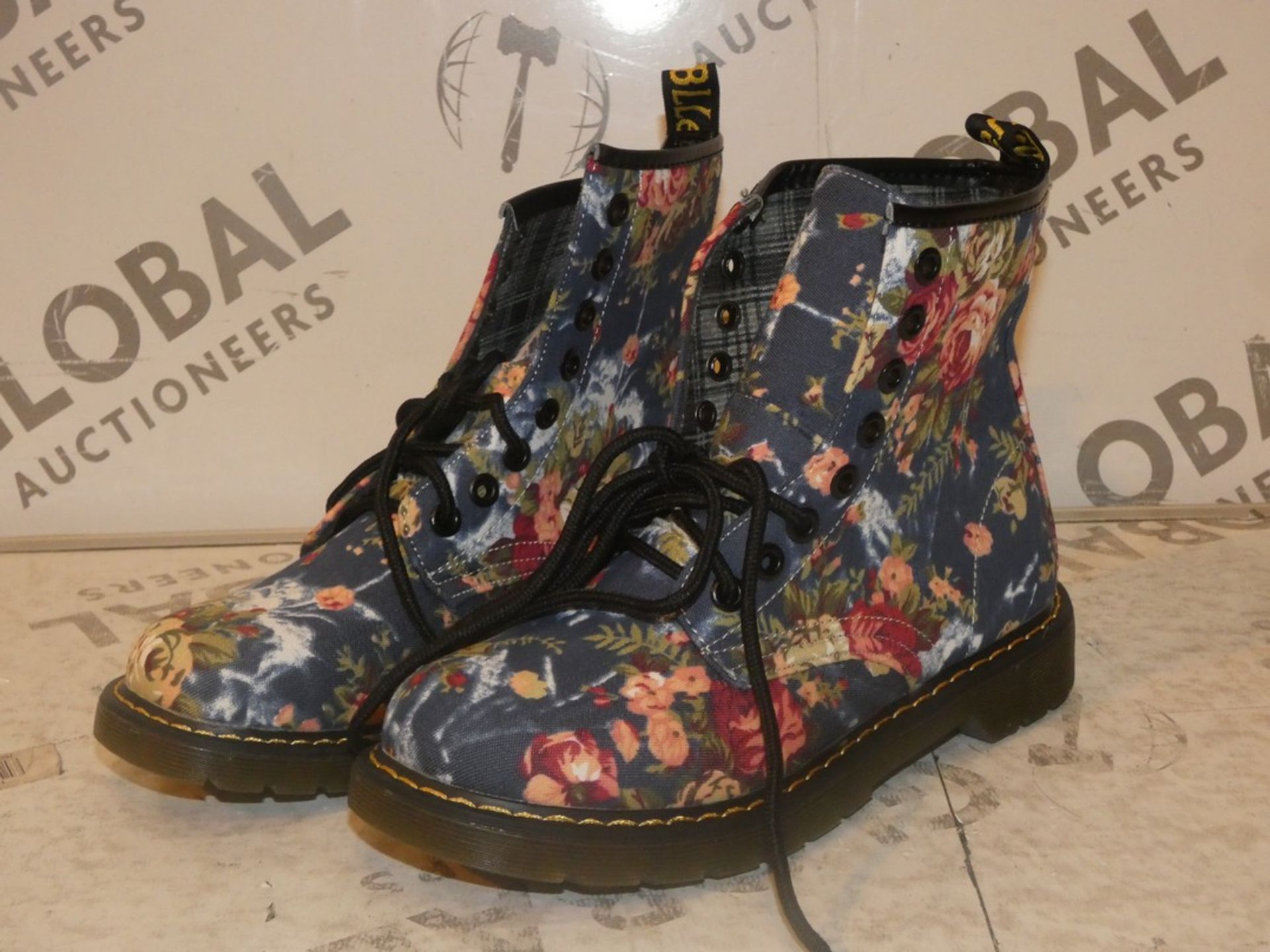 Lot to Contain 2 Pairs of Floral Patterned Doc Martin Type Boots Combined RRP £50
