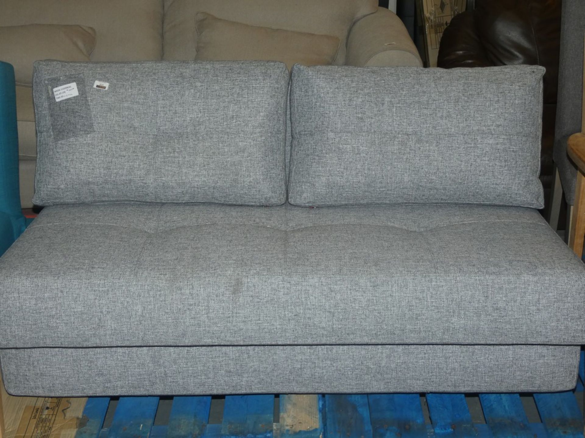 Grey Fabric Upholstered Light Oak Leg Designer Folding Sofa Bed RRP£1300.0 (2131954)(Viewings And