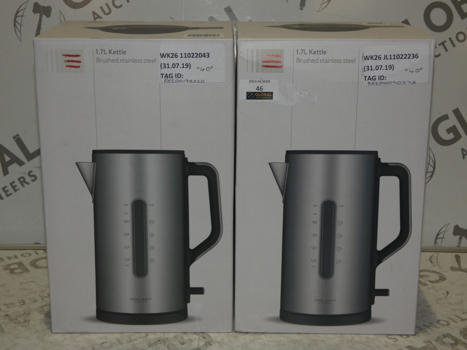 Boxed John Lewis And Partners Stainless Steel 1.7 Litre Brushed Cordless Jug Kettles RRP£40.0 (