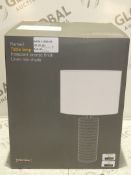 Boxed John Lewis And Partners Ramani Iridescent Bronze Finish Linen Mix Shade Designer Table Lamp