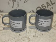 Glazed Blue Designer Mugs RRP £7 Each (2135704)(Viewings And Appraisals Highly Recommended)