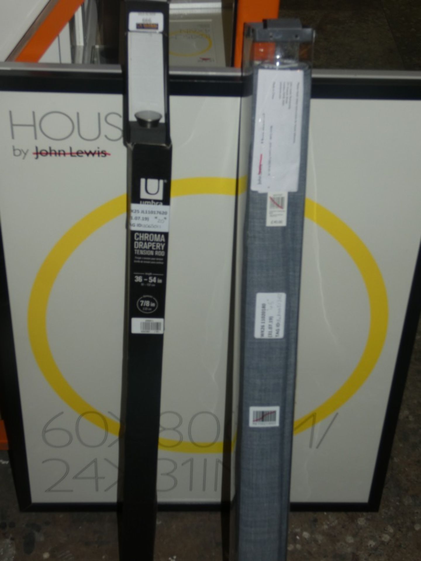 Assorted Items To Include Umbra Chroma Draper Tension Rods, Roller Blinds And Picture Frames, RRP£