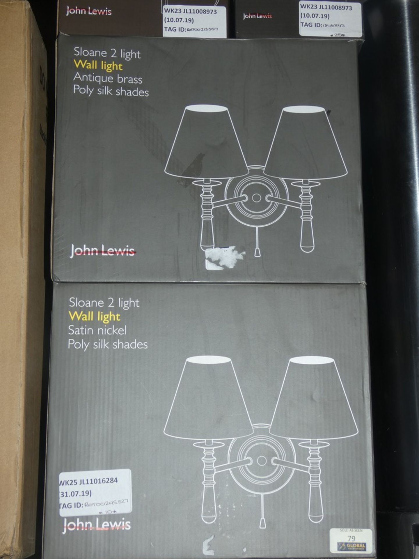 Boxed Assorted Lighting Items To Include 2 Sloane 2 Light Wall Light Fittings A Lockheart Chrome