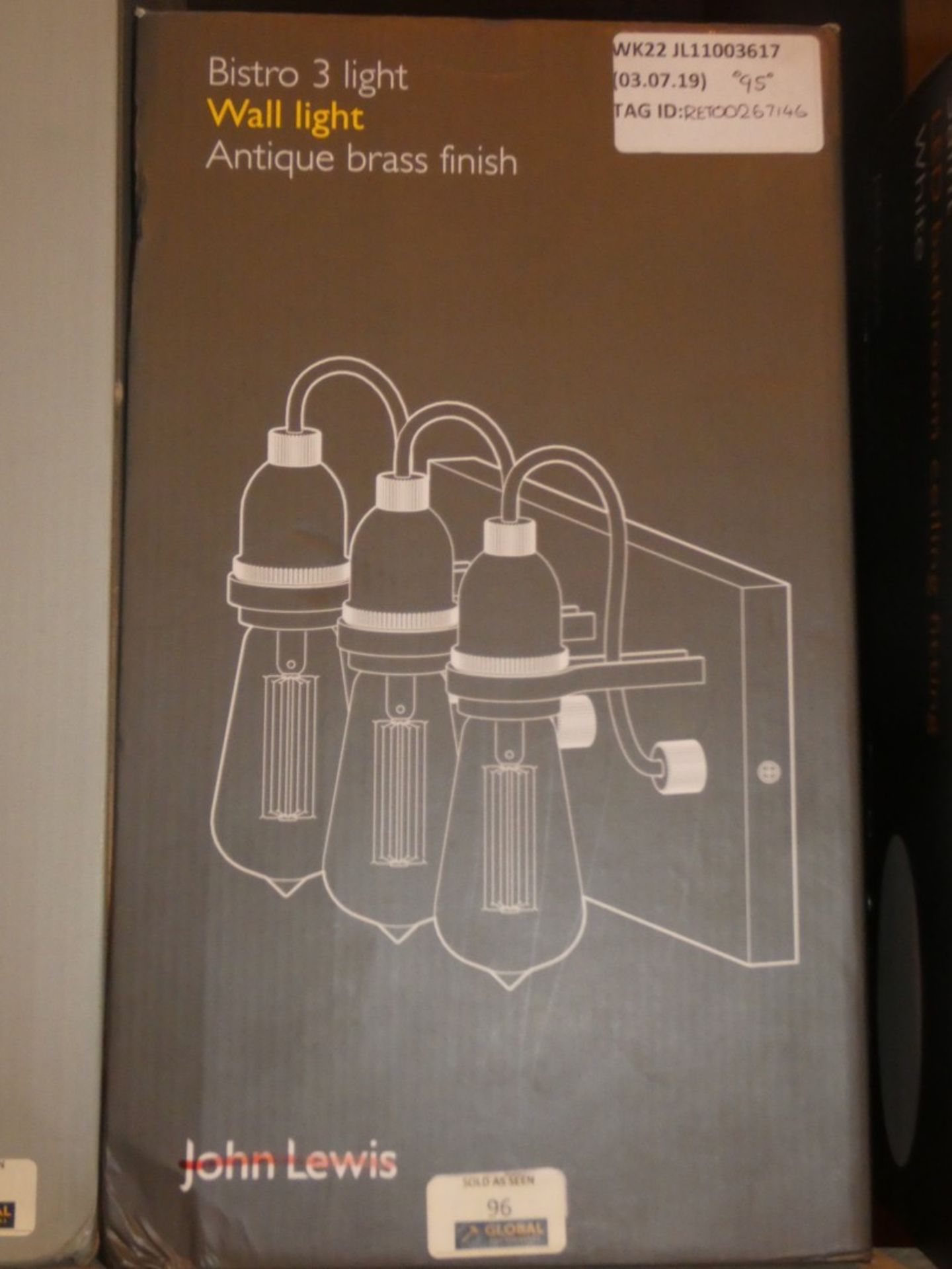 Boxed John Lewis And Partners Bistro 3 Light Wall Light Fittings RRP £95 Each (RET00267145) (