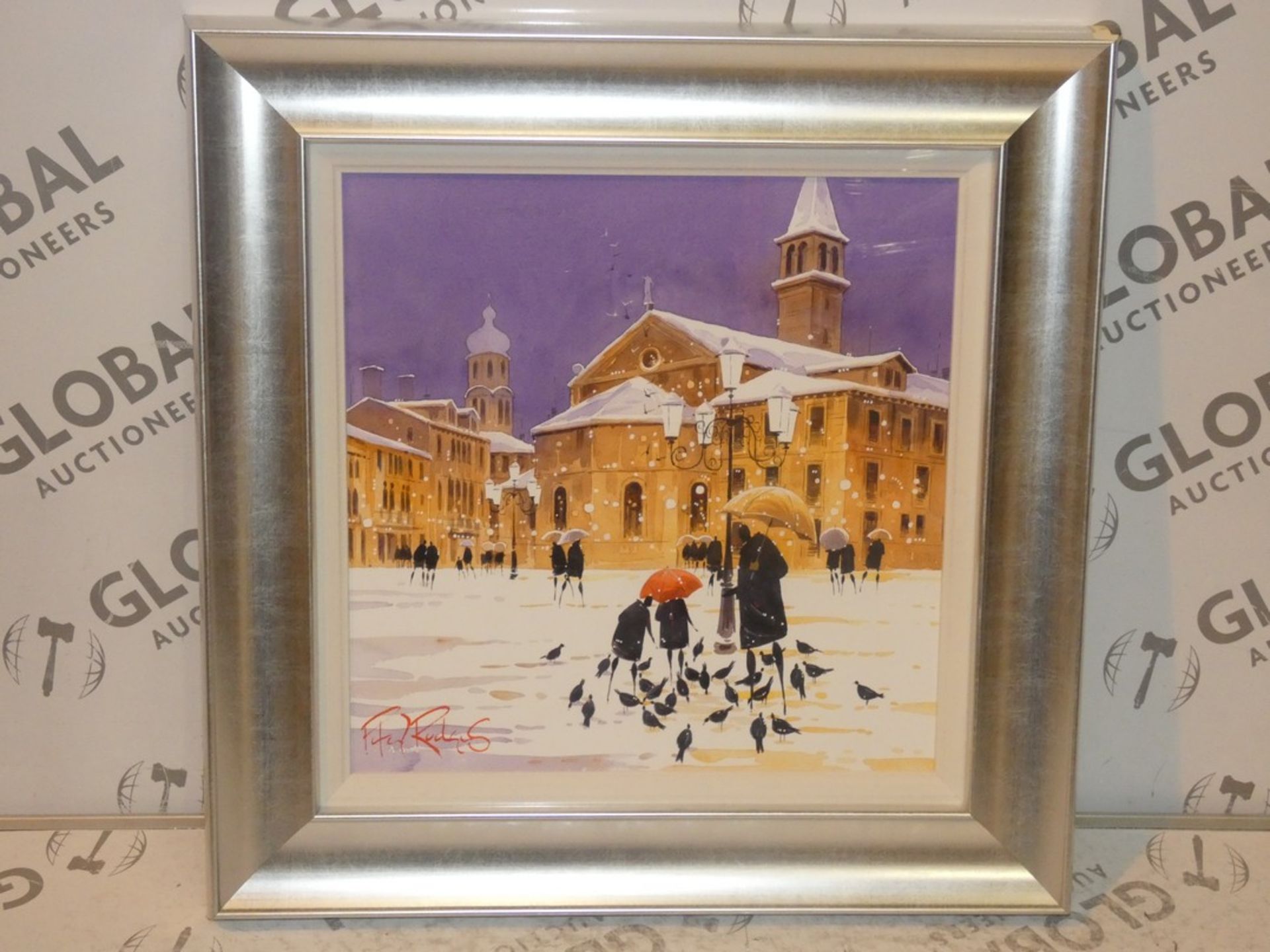Ultimate Art Piazza Pigeons By Artist Peter J Rogers Framed Canvas Wall Art Picture RRP £125 (