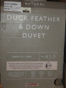 Boxed John Lewis Natural Duck Feather Down Single 135x200cm 4.5 Plus 9 Tog Duvet RRP £65 (