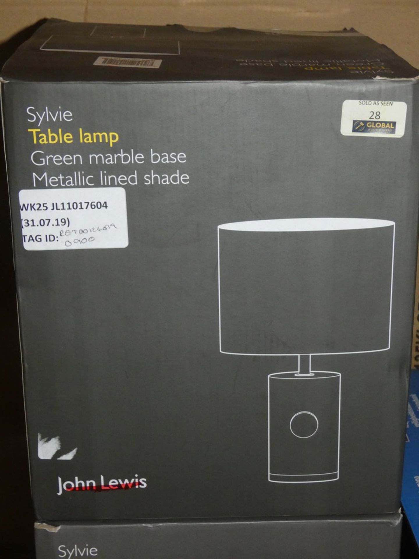 Boxed John Lewis And Partners Sylvie 1 White And 1 Green Marble Base Metallic Shade Touch Control