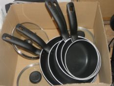 Boxed Tefal Prominence Reinfornced Titanium Pan Set RRP £140 (RET00430147) (Viewings And