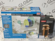 Lot to Contain 2 Boxed Assorted Items To Include An Into Design Dish Rack And Draining Board