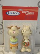 Lot to Contain 12 Brand New Graco Mix it And Move It Twin Pack Rattle Set RRP£10.0 Each (Viewings